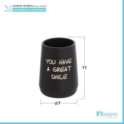 Set accessori linea Wash con 2 Dispenser portaspazzolini nero con scritte