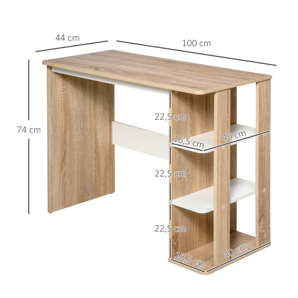 Scrivania per computer con ripiani laterali ¨C Zephmum ¨C Legno rovere chiaro 100x44x74 cm
