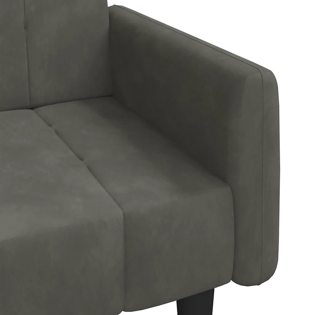 Divano letto | Sof¨¤ letto | Letto singolo a 2 Posti Grigio Scuro in Velluto