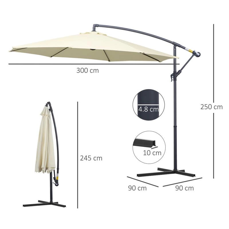 OMBRELLONE PARASOLE DA GIARDINO TONDO DA 300 CM COLORE BEIGE