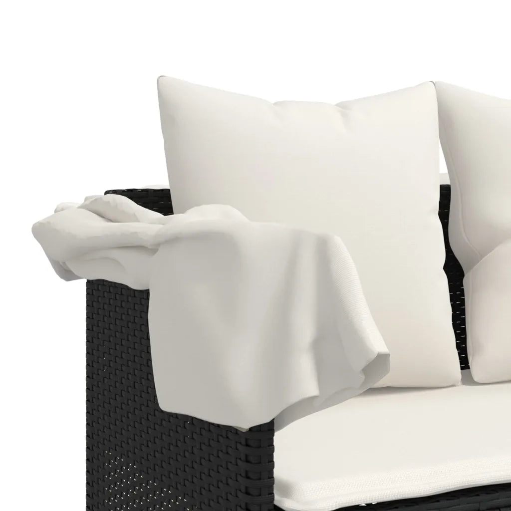 Set Divani da Giardino 5 pz | Set Salotto da Giardino con Cuscini in Polyrattan Nero