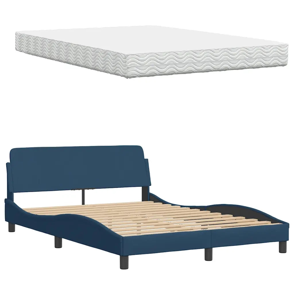 Letto con Materasso Hanko Blu 120x200 cm in Tessuto 3310523