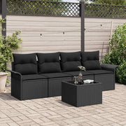 Set di divani con cuscino 5 pcs Nero polyrattan