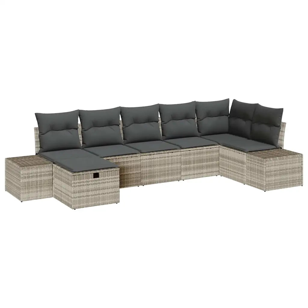 Set Divano da Giardino 7 pcs Grigio chiaro polyrattan 3359401