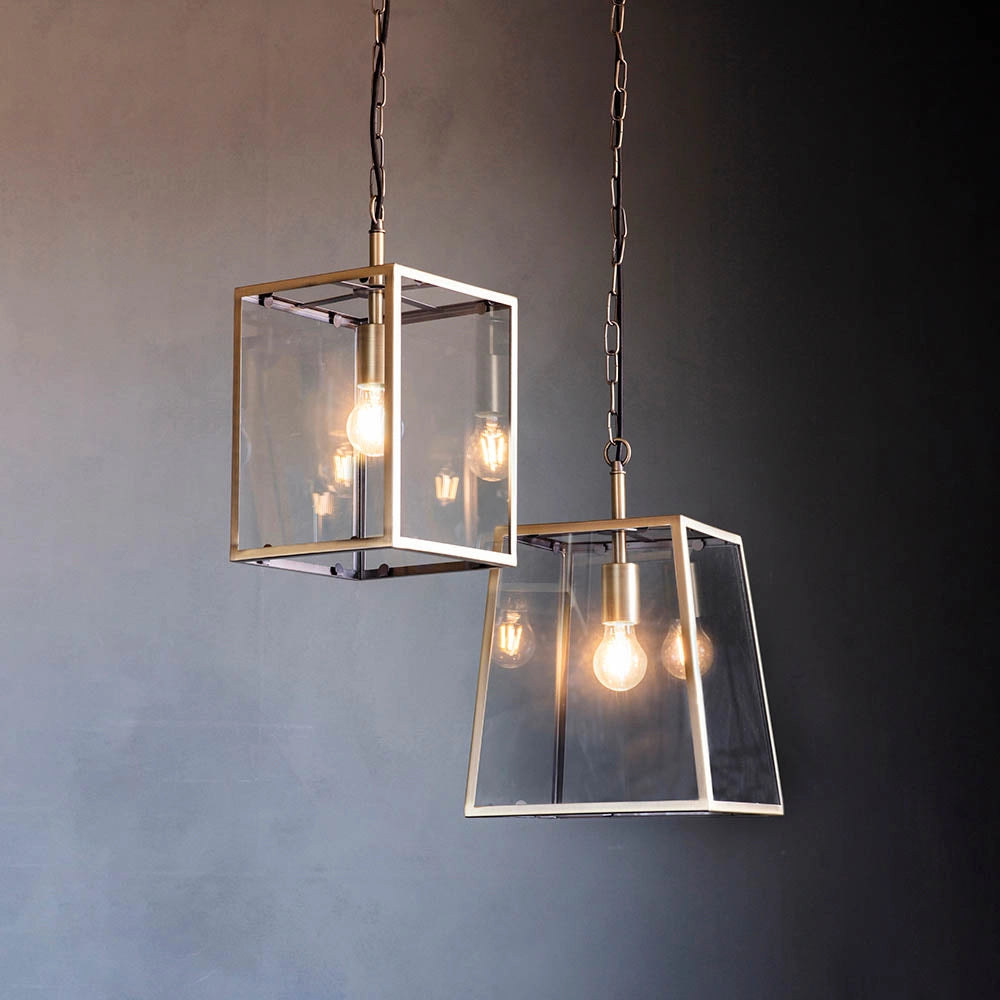 Lampada a sospensione Hurst lanterna ottone Endon E27