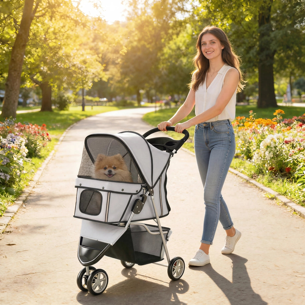 Passeggino per Cani 4 Ruote Pieghevole ¨C Xylo ¨C Grigio 77x44x102cm