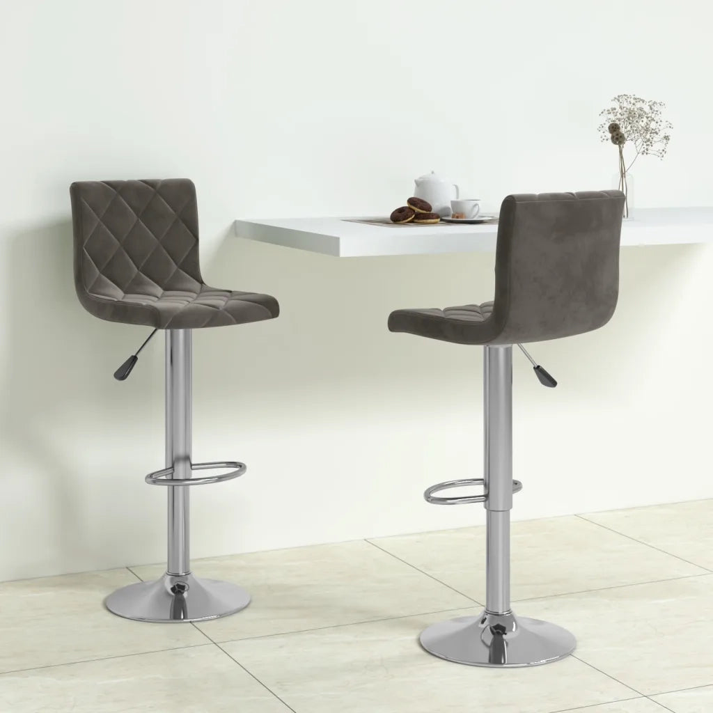 Sedie da Bar 2 pz Grigio Scuro in Velluto 333688