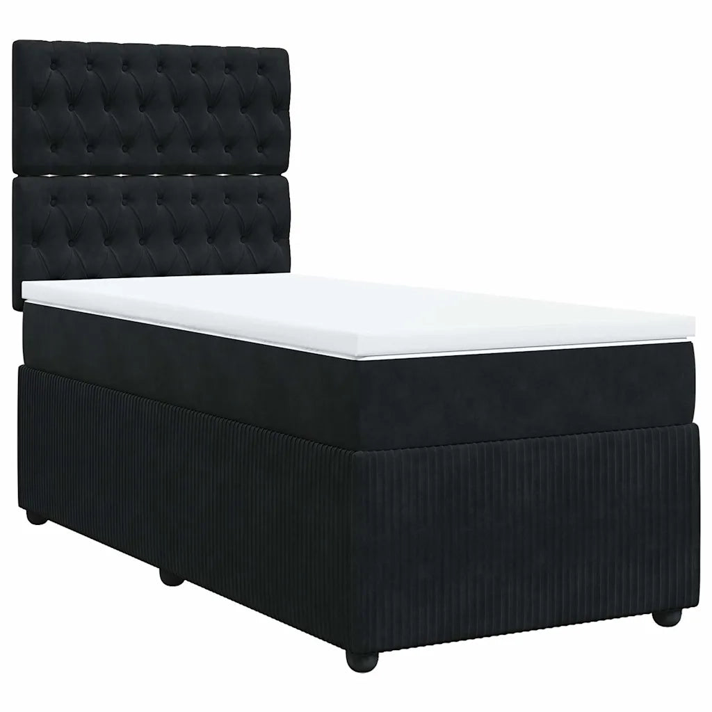 Giroletto a Molle con Materasso Nero 90x190 cm in Velluto