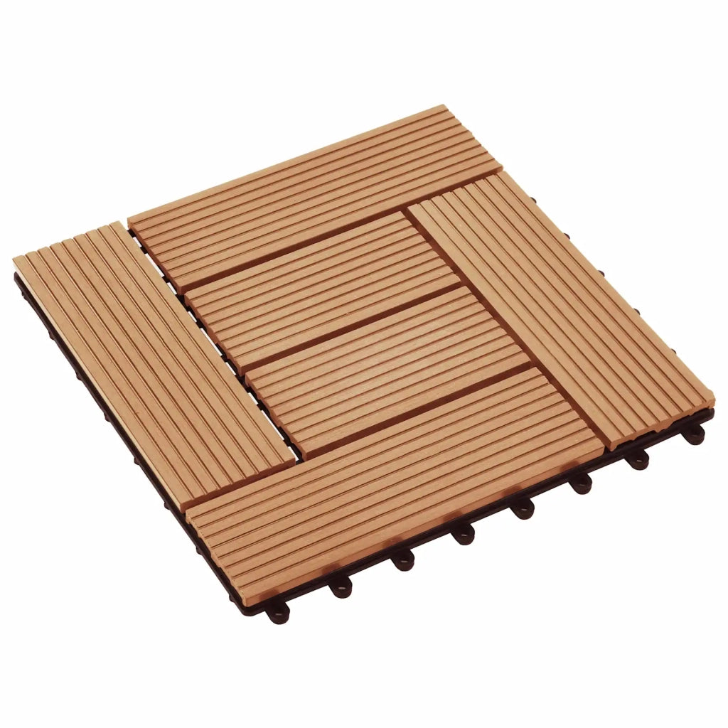 Piastrella per Decking 11 pz Teak riciclato 30 x 30 cm WPC CFW7276959