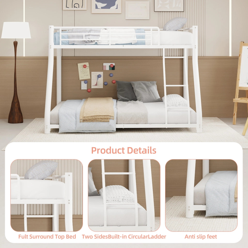 Letto a castello twin over full in ferro bianco 105x200 cm