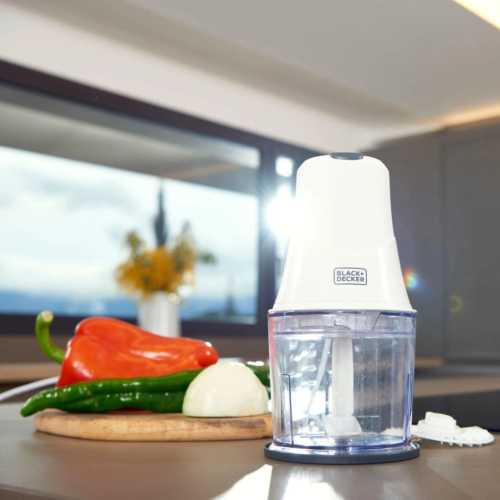 Black and Decker BXCH260E Tritatutto 260W 0.5 L 2 Velocita' Lame Acciaio Inox Lavabile in Lavastoviglie colore Bianco