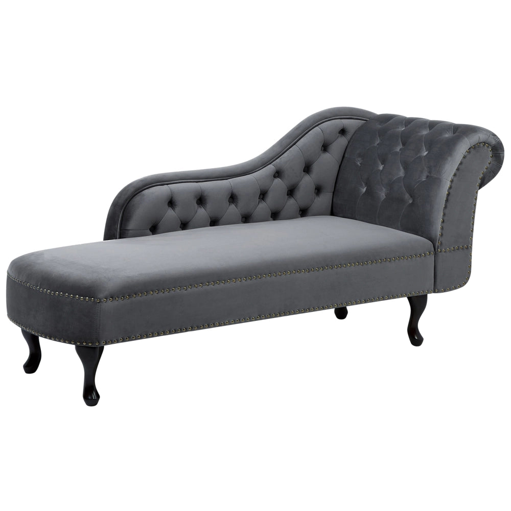 Chaise longue Grey versione destra Velluto abbottonato testa chiodata