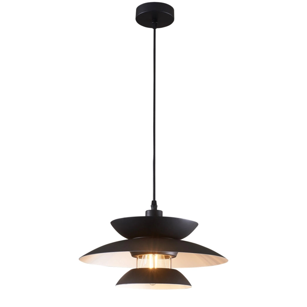 Lampada a sospensione Berit nera metallo Ø35 E27 Polux