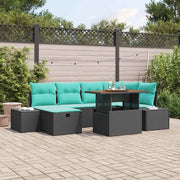 Set Divano da Giardino 7 pz Nero polyrattan 3360057