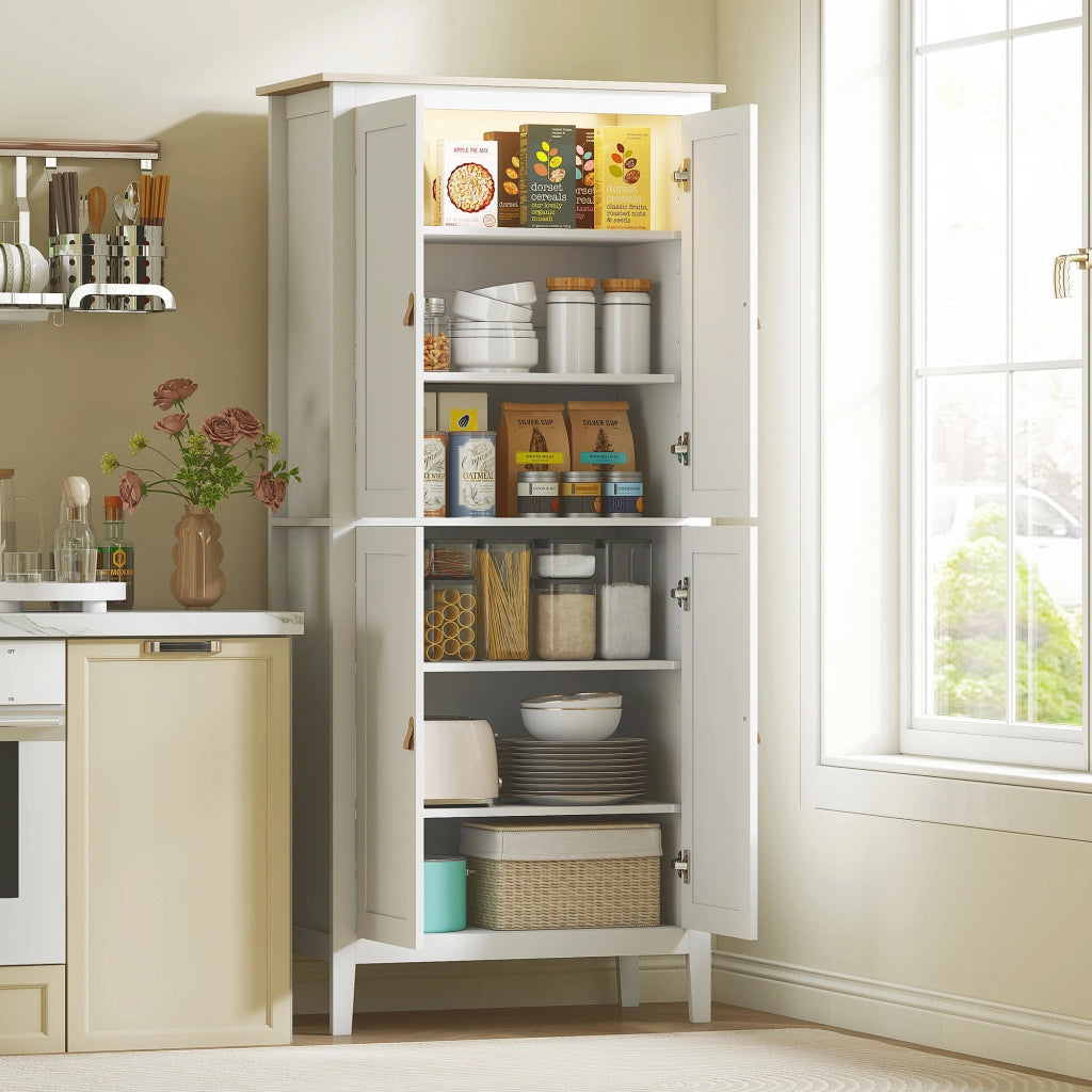 Mobile da Cucina Alto con Luci LED a Sensore di Movimento ¨C Minimal ¨C Bianco