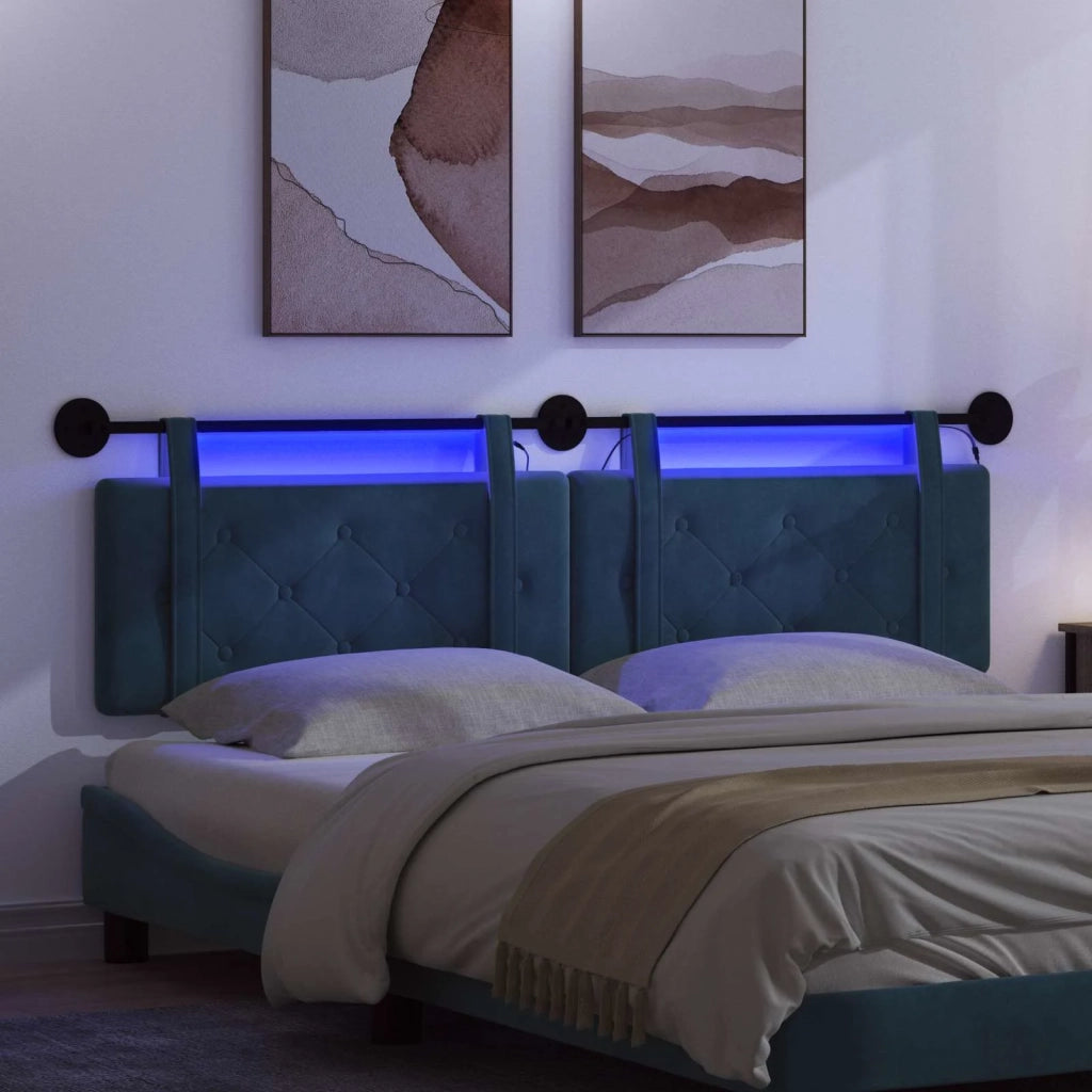 Testiera sospesa Con luce LED Blu Velluto 3424228