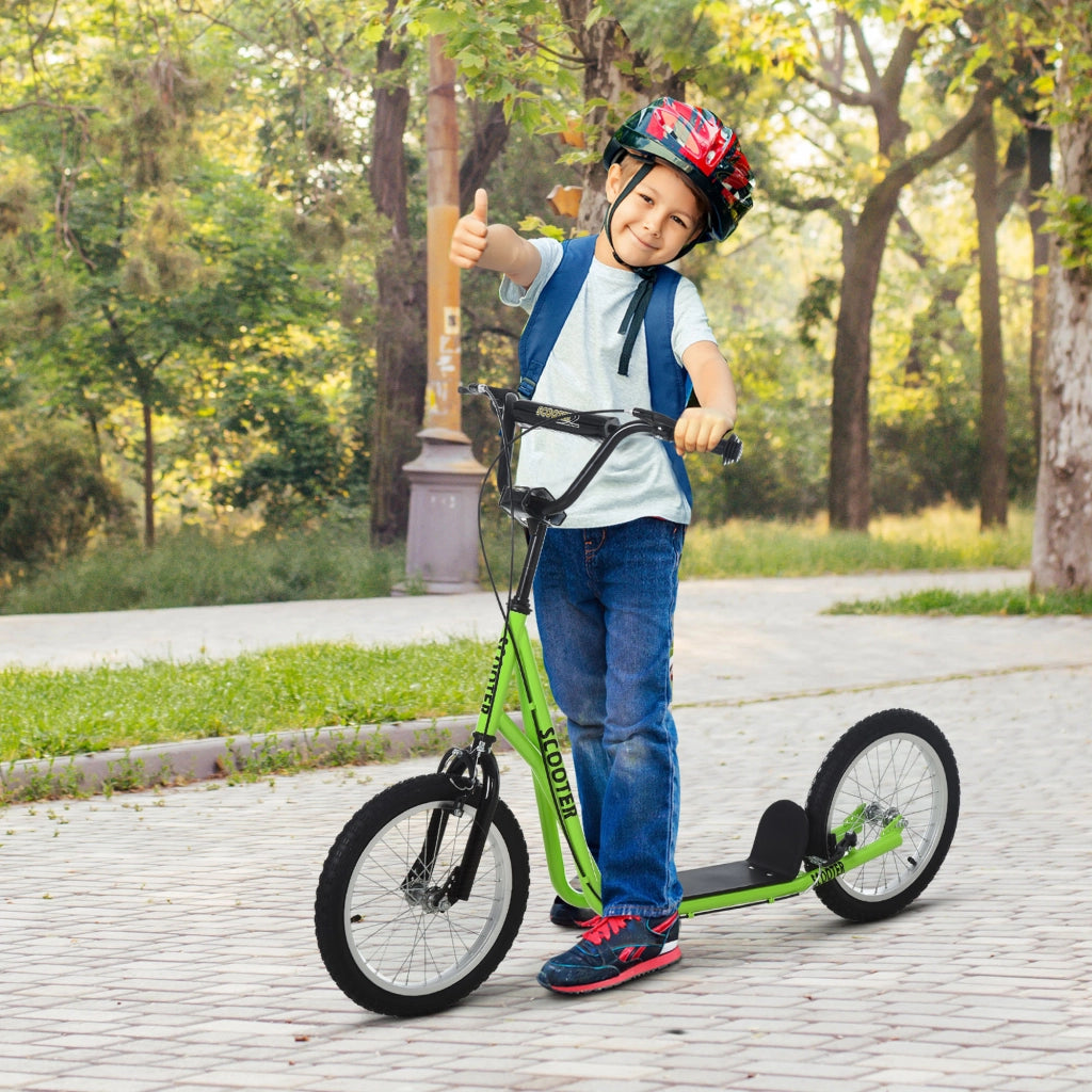 Monopattino per Bambini ¨C Xylo ¨C 2 Ruote, Manubrio Regolabile, Doppio Freno, Verde, 139x58x90-96cm