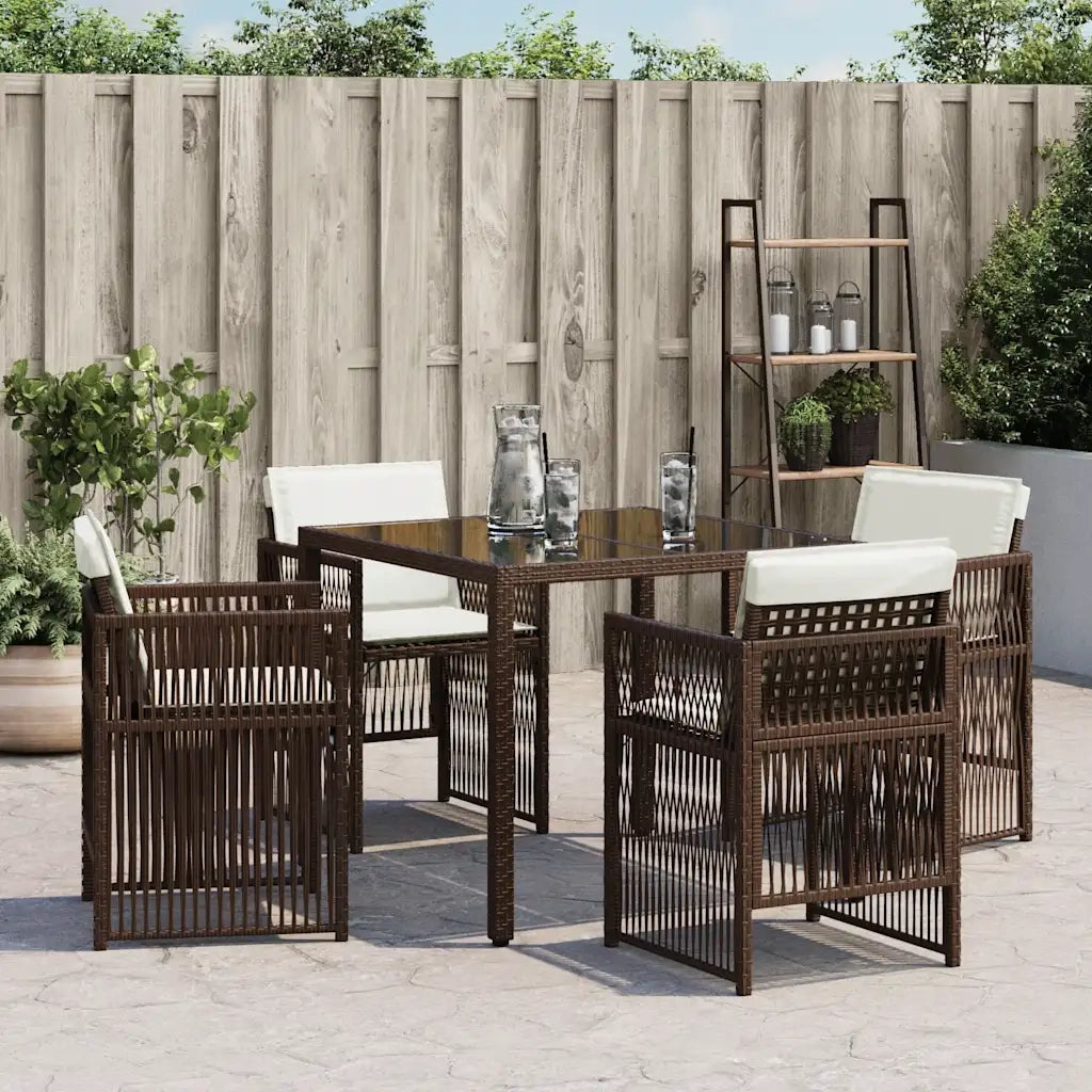 Sedie da Giardino con Cuscini 4 pz Marroni in Polyrattan 364969