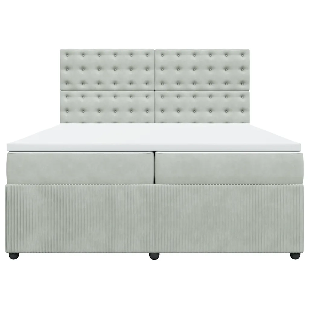 Giroletto a Molle con Materasso Grigio Chiaro 200x200cm Velluto