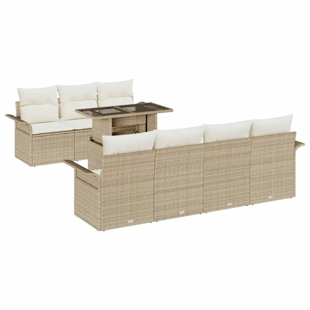 Set Divano da Giardino con cuscino 8 pcs Beige polyrattan 3348227