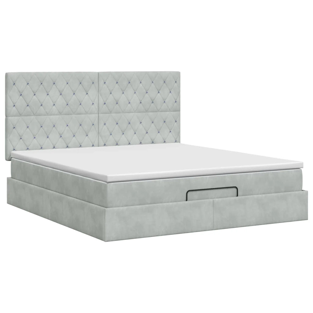Letto ottomano con materasso Grigio Chiaro 140 x 200 cm Velluto 3457653