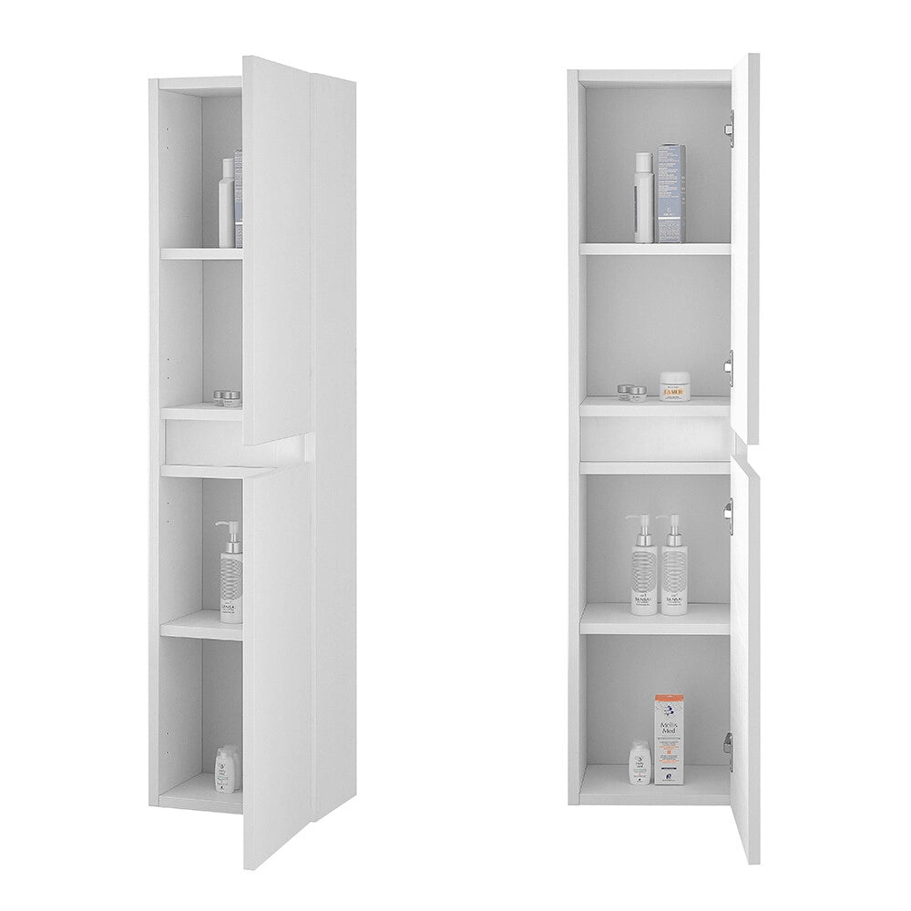 Mobile bagno sospeso 90 rovere bianco con lavabo e pensile Nadia