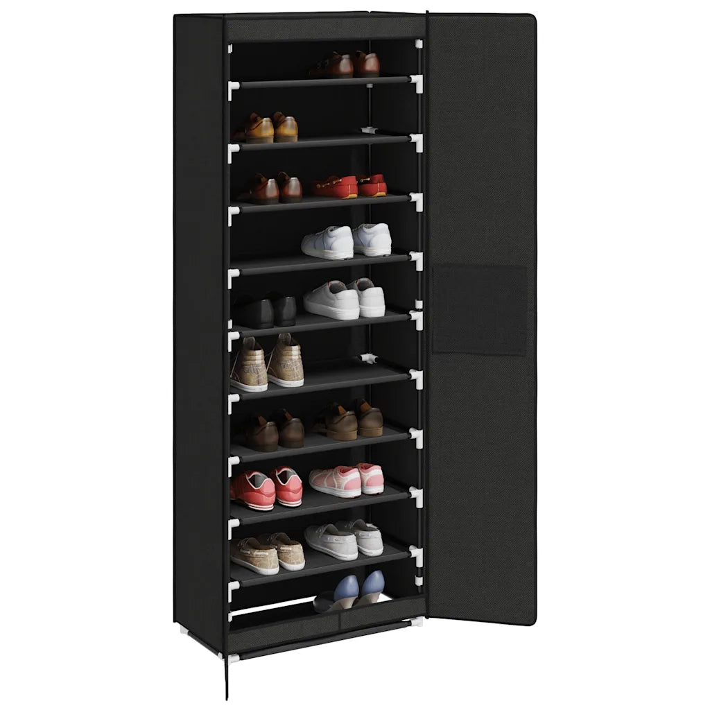 Scarpiera | Mobile per scarpe Nera 60x30x166 cm in Tessuto