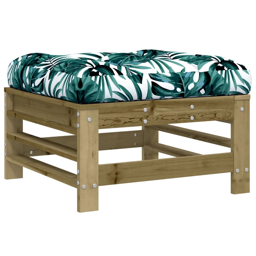 Poggiapiedi da Giardino con Cuscino in Legno Impregnato di Pino CFW6650299