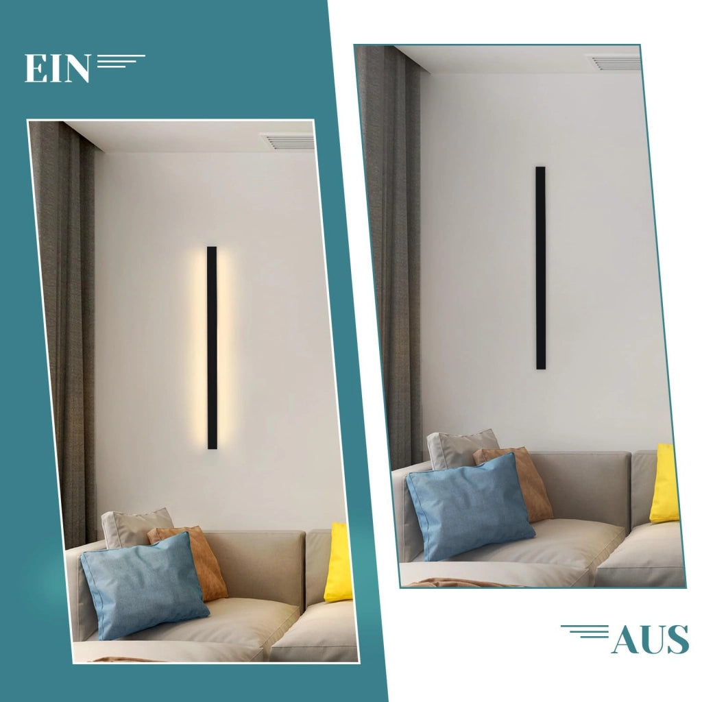 ZMH Applique da parete a LED per interni nera 60cm lampada da parete moderna 3000K per corridoio e camera da letto