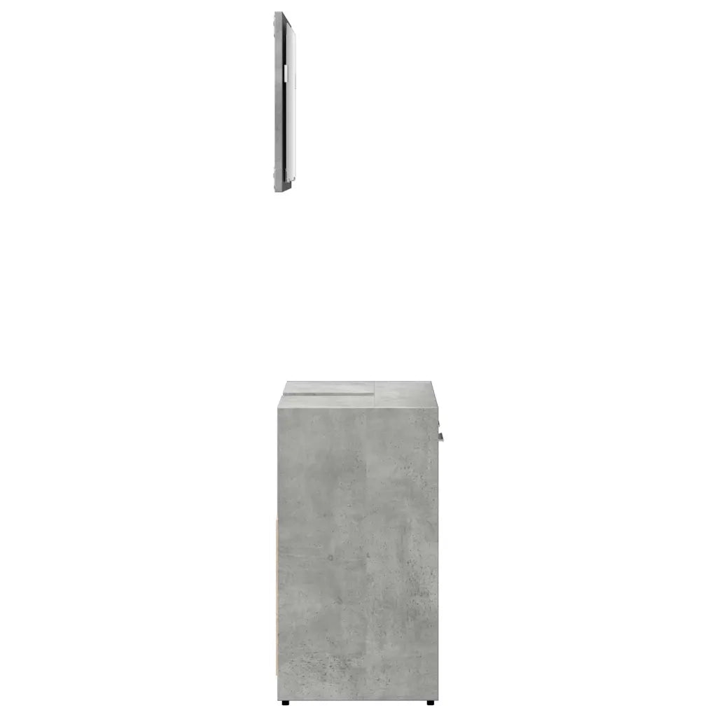 Mobile da Bagno | Armadio da bagno con Specchio Grigio Cemento Legno Multistrato