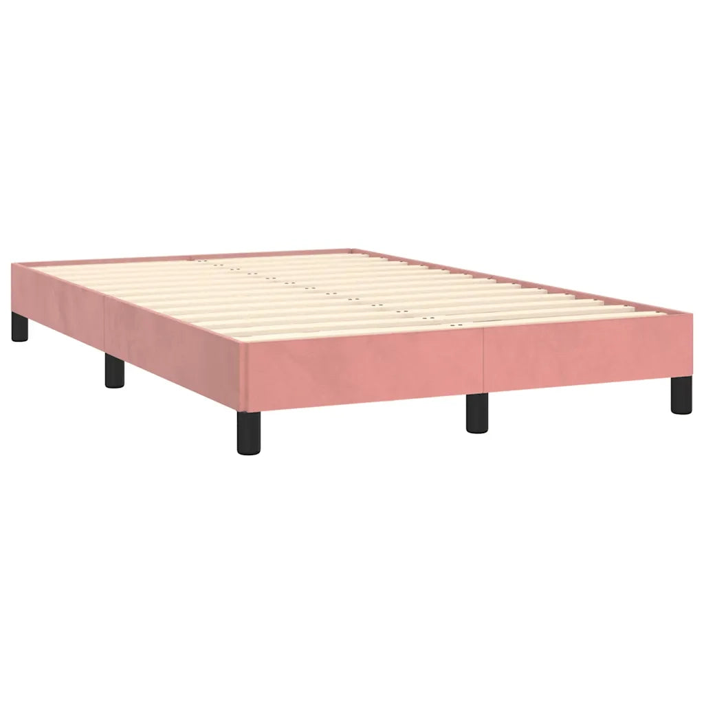 Letto a Molle con Materasso e LED Rosa 120x190 cm in Velluto