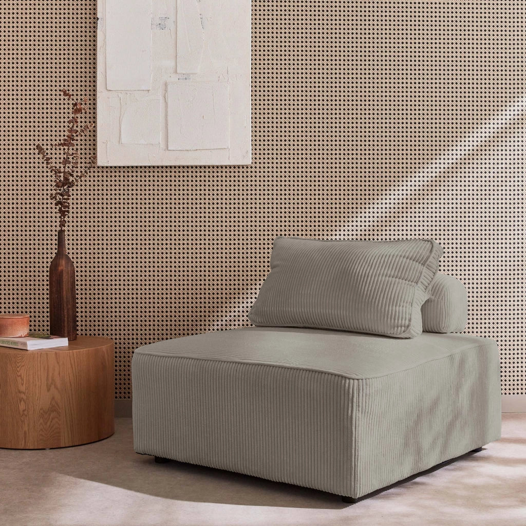 Modulo per divano modulare in velluto a coste, 1 posto, grigio chiaro