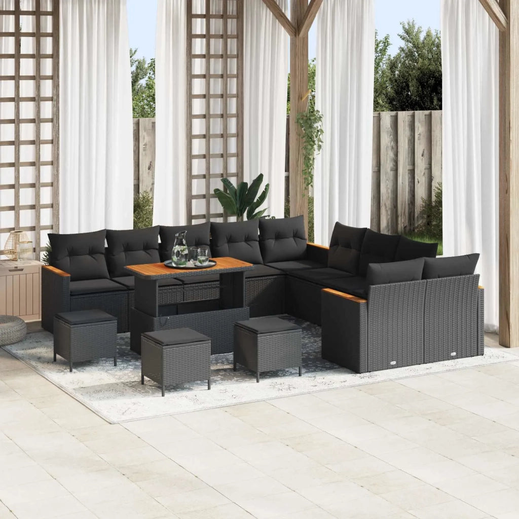 Set Divano da Giardino 14 pcs Nero polyrattan 3363109