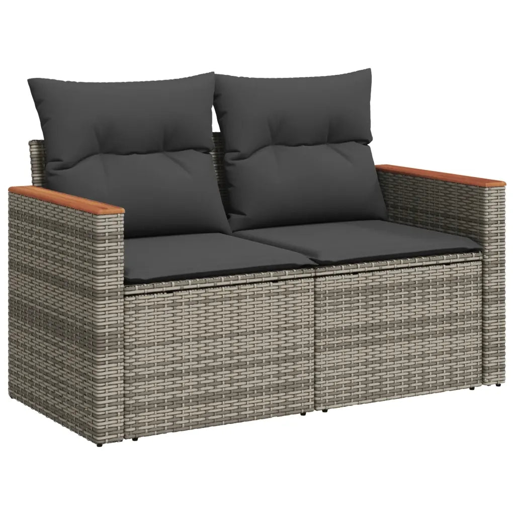 Set Divano da Giardino 6 pz | Set Salotto da Giardino con Cuscini Grigio in Polyrattan