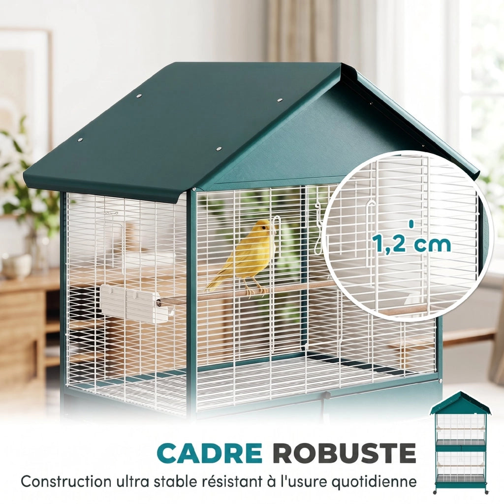 Gabbia per Uccelli con Ruote ¨C Xylo ¨C Grigio 60x40x80