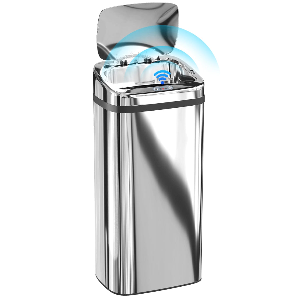 Bidone per Rifiuti 40L Sensore Apertura Automatica ¨C Minimal ¨C 33x25x70 Argento