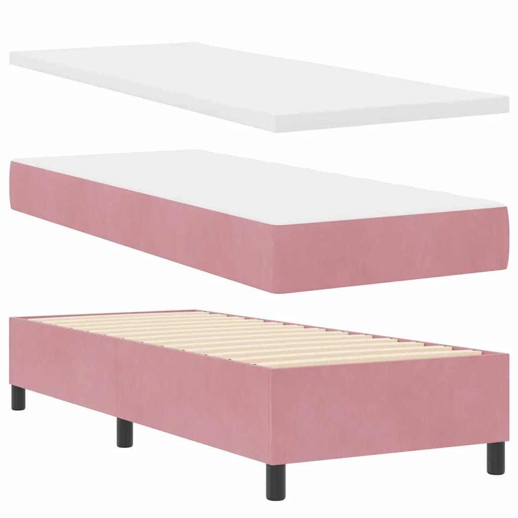 Letto a Sorgente LED con materasso Rosa 80 x 200 cm Tessuto