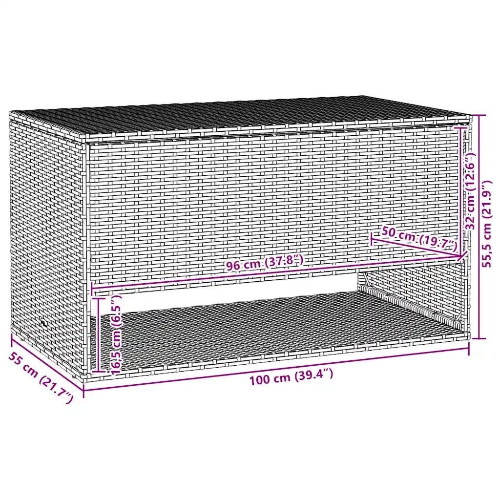 Scatola per Cuscini da Esterno Grigio 100x55x55,5 cm Polyrattan 4104143