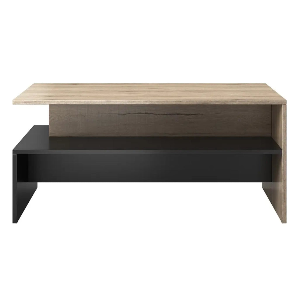 Tavolino basso RAMOS – Rovere e nero – Design contemporaneo – Ripiano pratico per riporre