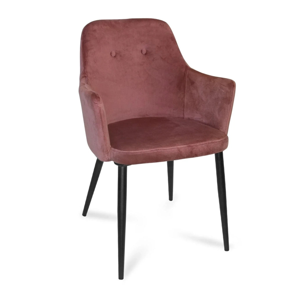 LÚZETE - POLTRONA GUNNAR IN VELLUTO ROSA CON GAMBE NERE
