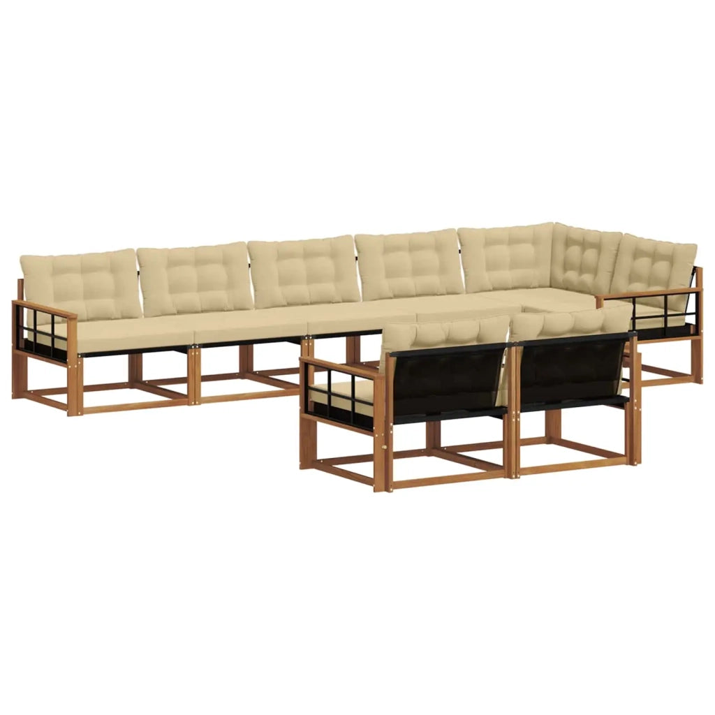 Set di divani da esterno con cuscino 8 pcs Naturale e Beige 3369584