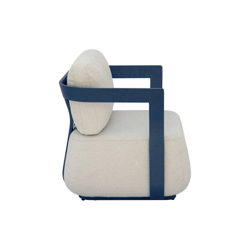 Salotto Monaco Alluminio Blu Cuscini Alti Bianchi Moia