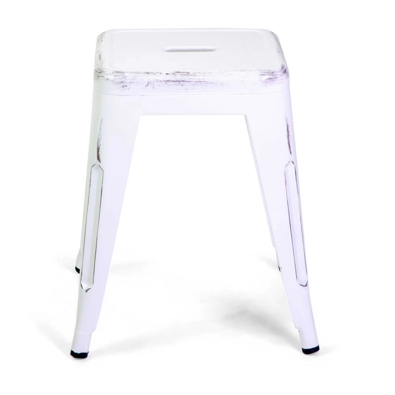 Sgabello ferro new bristol bianco antico cm 38x38h45