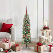 Albero di Natale Artificiale Sottile Verde e Bianco 120 cm 3395277