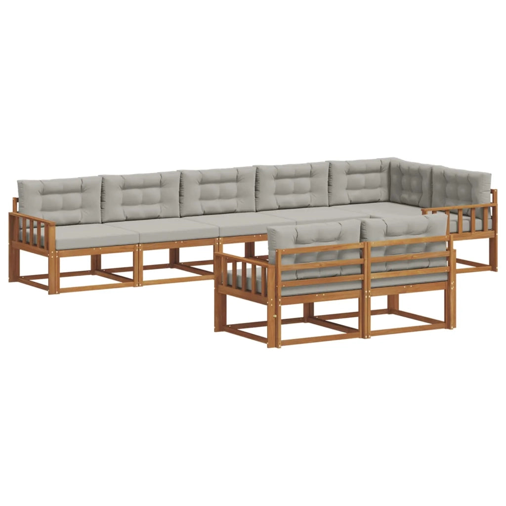 Set di divani da esterno 8 pcs Grigio Naturale e Chiaro 3367749