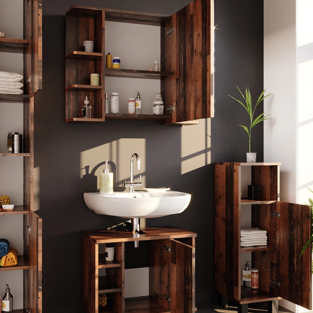 Vicco Set mobili bagno Rovere rustico 2 parti