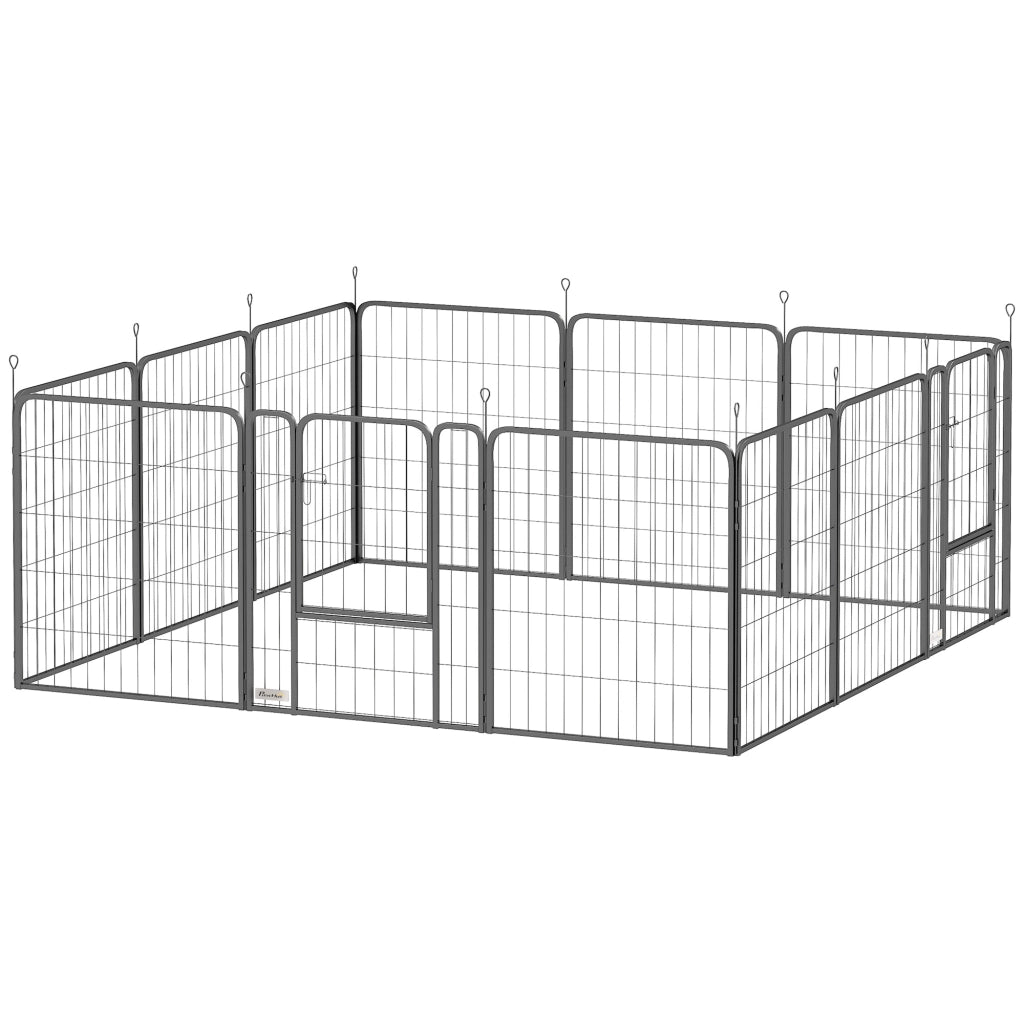 Recinto per cani 12 panelli ¨C zephmum ¨C modulabile pieghevole 68x80 nero