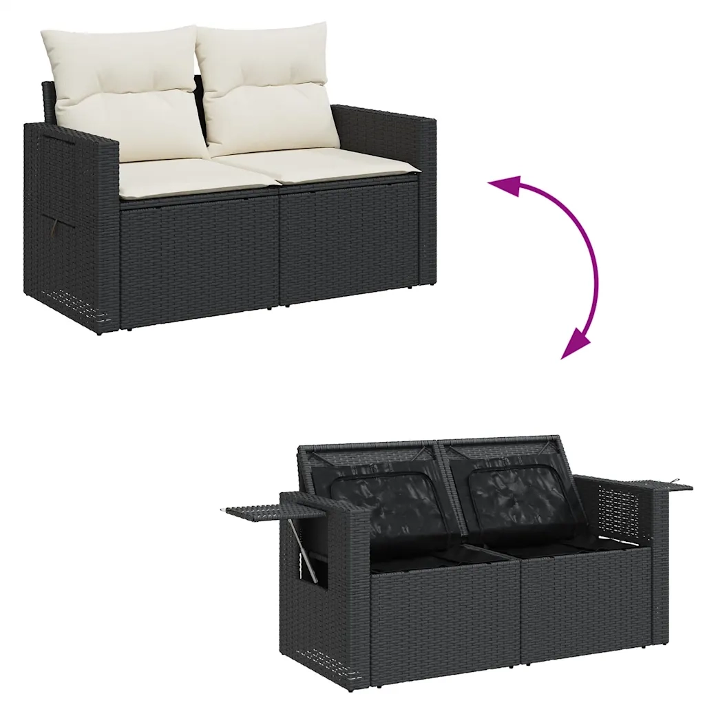Set Divani da Giardino con Cuscini 8 pz Nero in Polyrattan 3326517