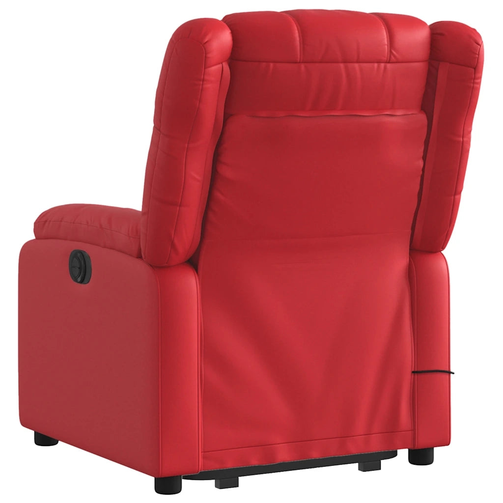Poltrona Alzapersona Reclinabile Massaggio Rosso in Similpelle 3205162