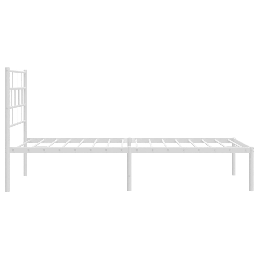 Letto singolo | Letto per adulti | Giroletto senza Materaso con Testiera Metallo Bianco 75x190 cm